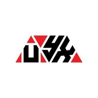 uyx-Dreieck-Buchstaben-Logo-Design mit Dreiecksform. uyx-Dreieck-Logo-Design-Monogramm. Uyx-Dreieck-Vektor-Logo-Vorlage mit roter Farbe. uyx dreieckiges Logo einfaches, elegantes und luxuriöses Logo. uyx vektor