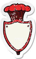 retro nödställda klistermärke av en tecknad heraldisk sköld vektor