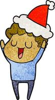 Lachende strukturierte Karikatur eines Mannes mit Weihnachtsmütze vektor
