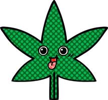 Cartoon-Marihuana-Blatt im Comic-Stil vektor