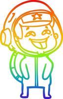Regenbogengradientenlinie Zeichnung Cartoon lachender Astronaut vektor