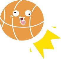 Retro- Cartoon-Basketball in flacher Farbe vektor