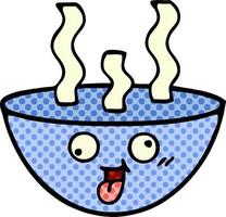 Cartoon-Schüssel im Comic-Stil mit heißer Suppe vektor