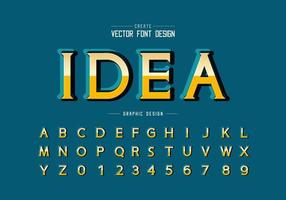 guld teckensnitt och alfabet vektor, skugga gyllene idé typsnitt bokstav och nummer design vektor