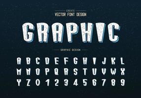 Textur-Cartoon-Schriftart und Alphabet-Vektor, hohes Buchstaben- und Zahlendesign, grafischer Text im Hintergrund vektor