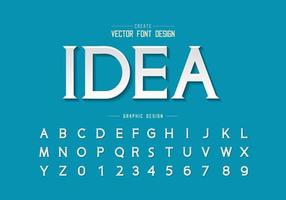pappersklippt teckensnitt och alfabet vektor design, idé typsnitt bokstav och nummer