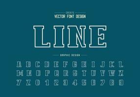 Linie Fettschrift und Alphabetvektor, Skript- und Zahlendesign, grafischer Text im Hintergrund vektor