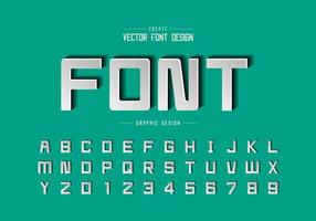 teckensnitt papper cut och alfabetet vektor, script fyrkantig typsnitt bokstav och nummer design vektor