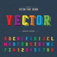 3D-Schriftfarbe und Alphabetvektor, Schriftbild und Zahlendesign, Skriptgrafiktext im Hintergrund vektor