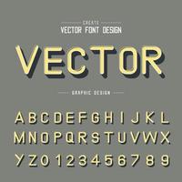 3D-Schriftart und Alphabetvektor, Schattenschriftbuchstaben und Zahlendesign, grafischer Text im Hintergrund vektor