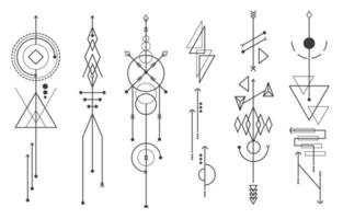 minimalistische Tätowierung abstrakte geometrische Gekritzelzeichnung vektor