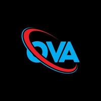 ova logotyp. ova brev. ova brev logotyp design. initialer ova logotyp länkad med cirkel och versaler monogram logotyp. ova typografi för teknik, företag och fastighetsmärke. vektor