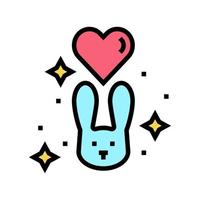 Liebe Kaninchen Farbe Symbol Vektor Illustration