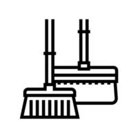 Besen und Bürste für saubere Staublinie Symbol Vektor Illustration