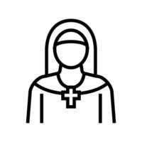 Nonne Christentum Linie Symbol Vektor Illustration