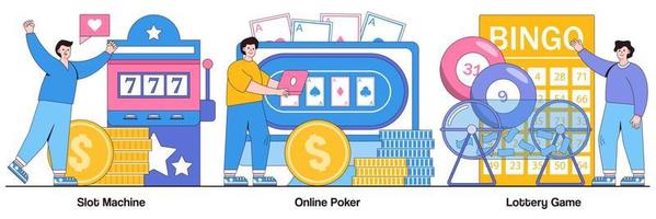 illustriertes Paket für Spielautomaten, Online-Poker und Lotteriespiele vektor