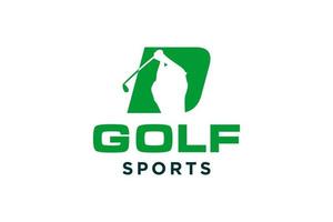 Alphabet-Buchstaben-Symbol-Logo d für Golf-Logo-Design-Vektorvorlage, Vektoretikett des Golfsports, Logo der Golfmeisterschaft, Illustration, kreatives Symbol, Designkonzept vektor