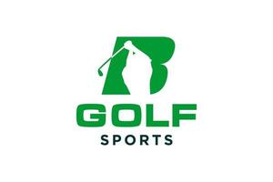 Alphabet-Buchstaben-Symbol-Logo b für Golf-Logo-Design-Vektorvorlage, Vektor-Label des Golfs, Logo der Golf-Meisterschaft, Illustration, kreatives Symbol, Design-Konzept vektor