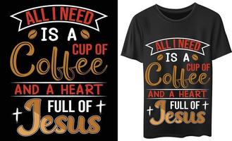 kaffe och hjärta typografi t-shirt design vektor