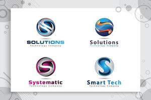 set sammlung von 3d-buchstaben s logo vektordesign mit modernem farbenfrohen stil, illustration von 3d buchstaben s für technologieunternehmen. vektor