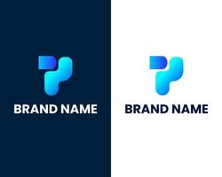 buchstabe p mit tech-designvorlage für modernes logo vektor