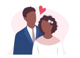 Hochzeit. die Braut und der Bräutigam. Afroamerikanisches Paar heiratet