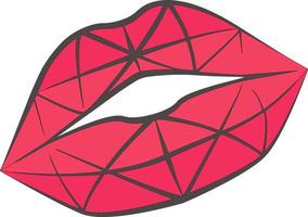 sexy rote Lippen heben sich von einem transparenten Hintergrund ab. Luftkuss, schöne Lippen, Schönheit, roter Lippenstift, Kosmetik. Vektor-Illustration.