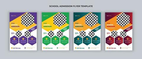 design av flygblad för skolantagning. barn tillbaka till skolan antagning flyer eller affisch designmall och online skola antagning barn flyer mall.. vektor