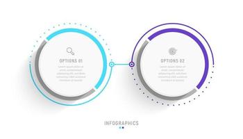 Vektor-Infografik-Etikettendesign-Vorlage mit Symbolen und 2 Optionen oder Schritten. kann für Prozessdiagramme, Präsentationen, Workflow-Layouts, Banner, Flussdiagramme und Infografiken verwendet werden. vektor