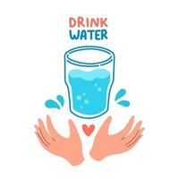 trinken Sie mehr Wasser Zitat flache Design-Vektor-Illustration vektor