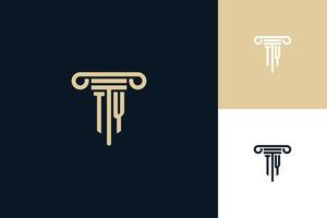 ty monogram initialer design logotyp. advokatlogotypdesignidéer vektor