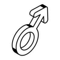 ein männliches Zeichen isometrische Linie Icon-Design vektor