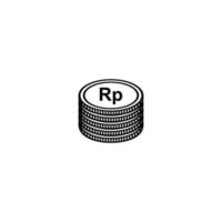 stack av indonesisk valuta, rupiah, idr, hög med pengar ikon symbol. vektor illustration