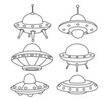 Gekritzelsatz des netten Ufos. vektor