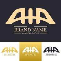 einfache luxus aia buchstaben logo vektor design vorlage illustration in goldfarbe und brückenkonzept