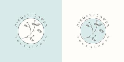 en samling lyxiga minimalistiska naturliga blommiga logotyper för branding i modern design vektor