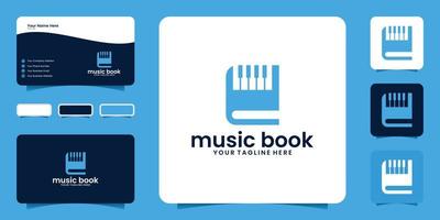 Buch- und Klaviermusik-Logo-Design-Inspiration, Visitenkarten- und Vorlagendesign vektor