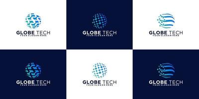 samling av abstrakta globe logotyper. ikon för digitala affärer, teknik. vektor