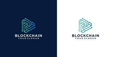 teknik geometrisk blockchain logotyp design inspiration vektor