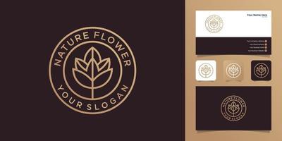 rose line logo mit kreis umriss vintage design vorlage und visitenkarte vektor