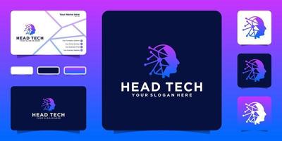 Datentechnologie-Head-Logo-Inspiration und Visitenkarten-Inspiration vektor