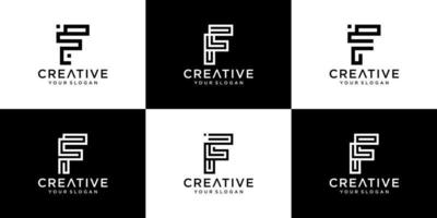 uppsättning abstrakt monogram bokstaven f logotyp mall för företag av lyx, elegant, enkel vektor