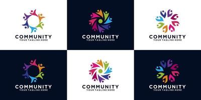 samling av gemenskapsgrupper av människor logotypdesign vektor