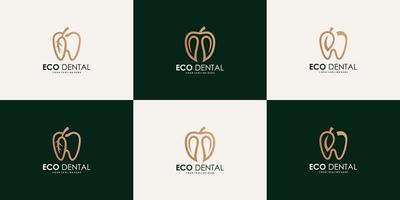 Sammlung von abstrakten Logo-Designs für natürliche Zähne vektor