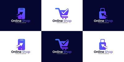 online shopping logotyp samling vektor