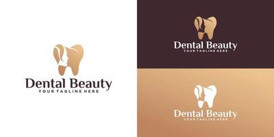 kvinnlig dental skönhet logotyp design vektor