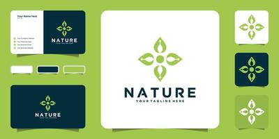 natur logotyp rotera blad design inspiration logotyp och visitkort vektor