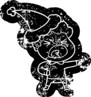 Cartoon verzweifelte Ikone eines wütenden Mannes mit Weihnachtsmütze vektor