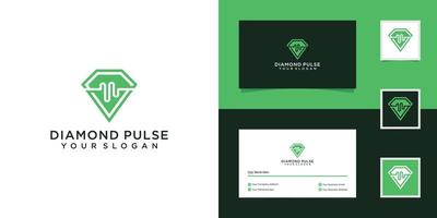 Diamant-Puls-Logo-Vorlage und Visitenkarte vektor