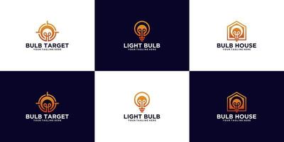 en samling kreativa logotyper för glödlampor vektor